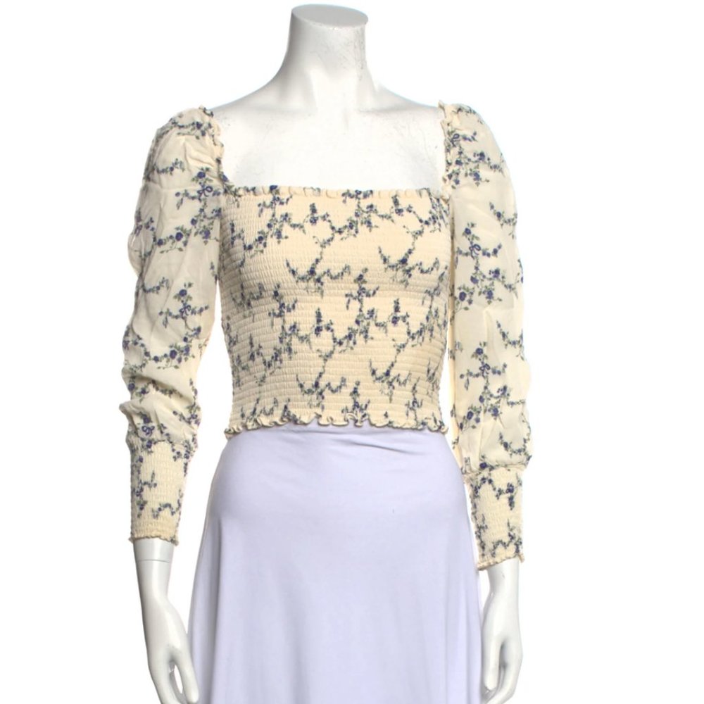 REFORMATION Floral Print Square Neckline Crop Top Size: S PINTO TOP